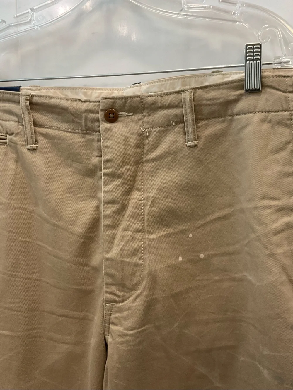 POLO Ralph Lauren KHAKI Distressed Repaired Relaxed Fit Chino Pants sz 38-30 T86